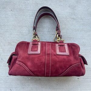 Vintage Coach Burgundy Suede Handbag